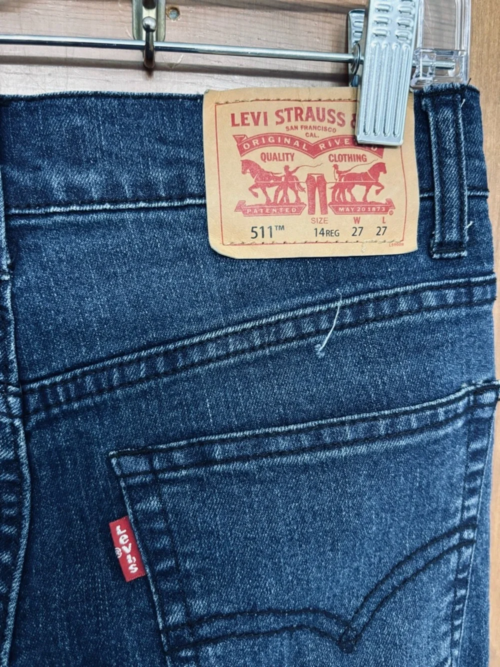Levi's 511 Slim Fit Jeans Dark Wash Denim Boys 14 Regular Blue 27 W x 27 L